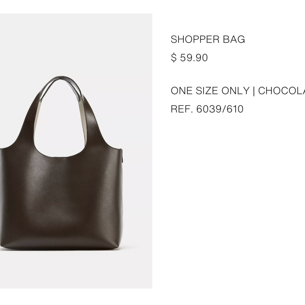 Zara Chocolate Brown Shopper Tote